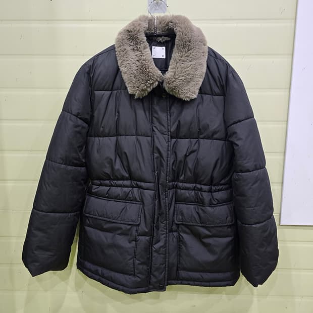 JAJU 넥 퍼 패딩 블랙