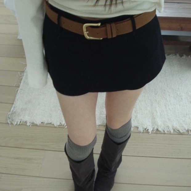 아워캐비넷 camel suede belt 벨트