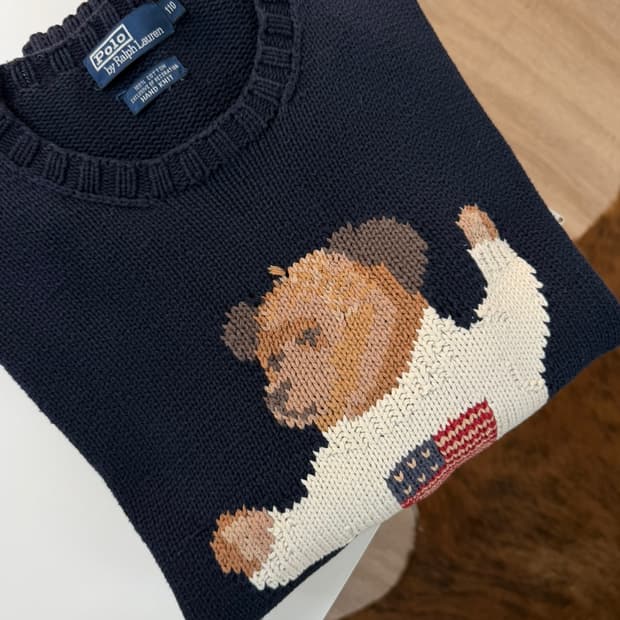 90s 폴로 랄프로렌 OG 싯 다운 베어 니트 