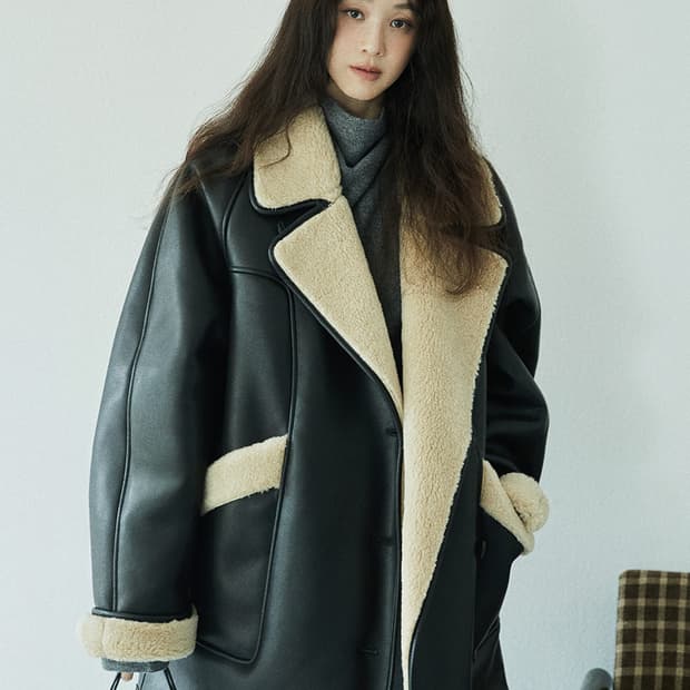 루에브르 레더 시어링 여성 자켓 F