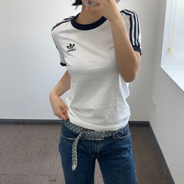 Adidas 아디다스 파이어로고 트랙탑 화이트 반팔 링거티 