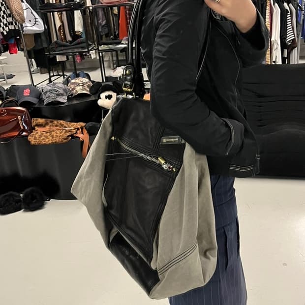 DIESEL INDUSTRY canvas & leather bag 