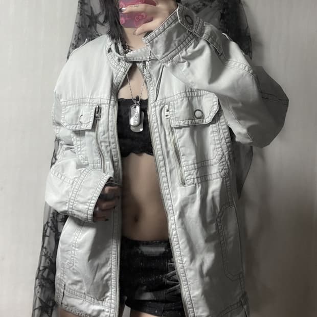 y2k 메카닉 바이커 자켓 