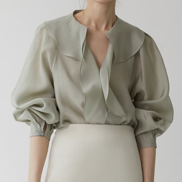 모멧 리아프 민트 블라우스 