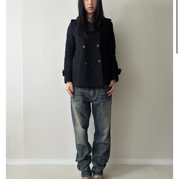 사이삼 빈티지 피코트 더블 버튼 울 자켓