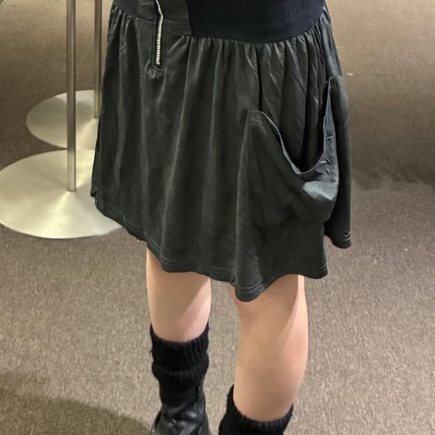 M)Japanese vintage 여성 지퍼 디자인 미니 스커트