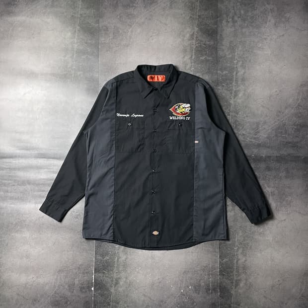 DICKIES 디키즈 빈티지 블랙 그레이패널 워크 셔츠 A00862