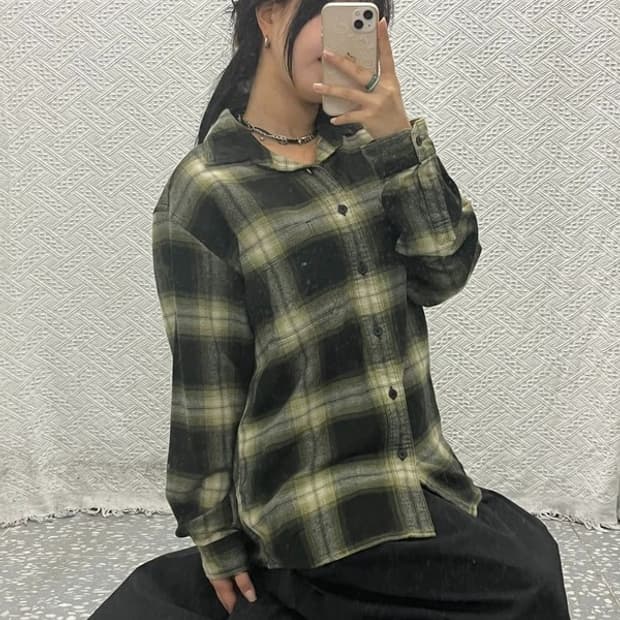 유니클로 플란넬 체크 셔츠 L C06486