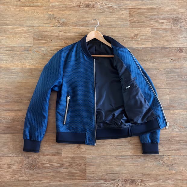 시스템 옴므 XS 슬림핏 95 블루종 집업 점퍼 실크 미니멀