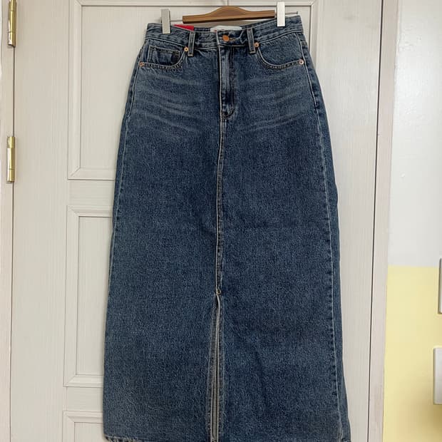 ootj 워싱 데님 롱 스커트