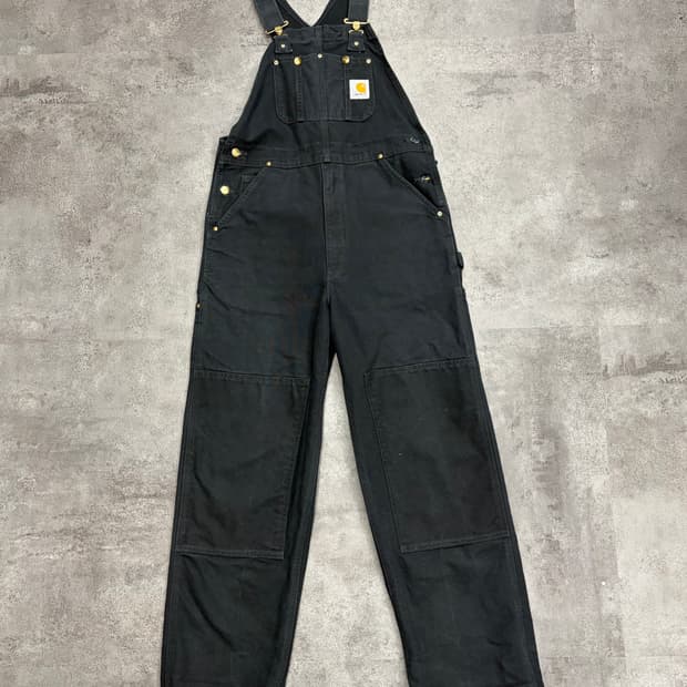 10s 칼하트 블랙 오버롤 더블니 팬츠