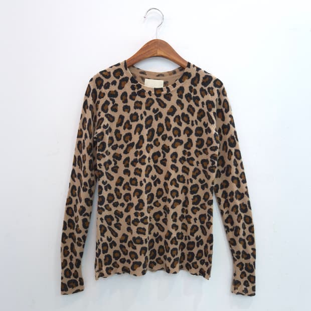 Cynthia rowley 100% 캐시미어 레오파드 니트