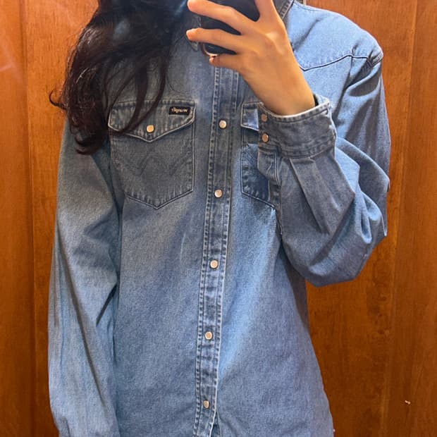 (2XL) Wrangler 랭글러 웨스턴 데님 셔츠