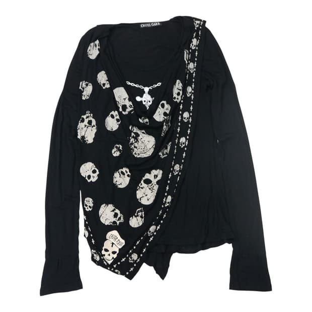 CROSS GARB 크로스 가브 빈티지 스컬 레이어드 드레이프 롱슬리브