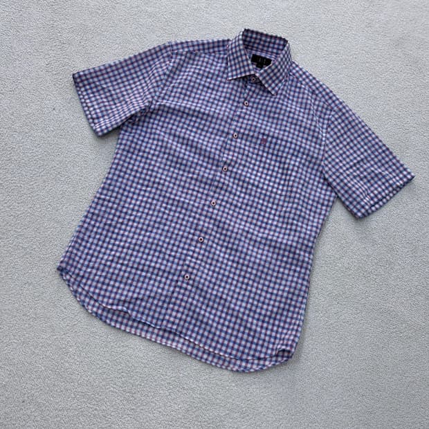 95 닥스 남성 반팔 체크 카라 셔츠 0416E