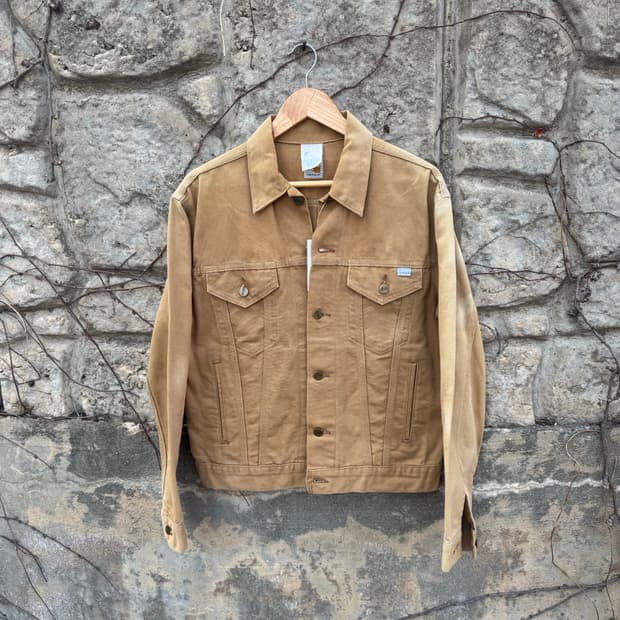 80s 칼하트 빈티지 캔버스 코튼 페이딩 트러커 자켓 42