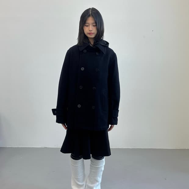 Genuine Classics Black Wool Pea Coat