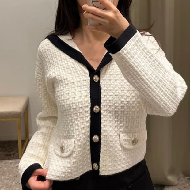 (새상품) 마쥬 세일러 가디건 에크루
