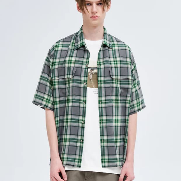 Check Shirt Ss - Green 4사이즈