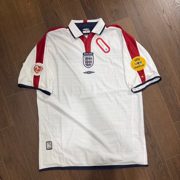 (2XL) 엄브로 03-05 잉글랜드 유로 2004 홈 유니폼 노마킹 논