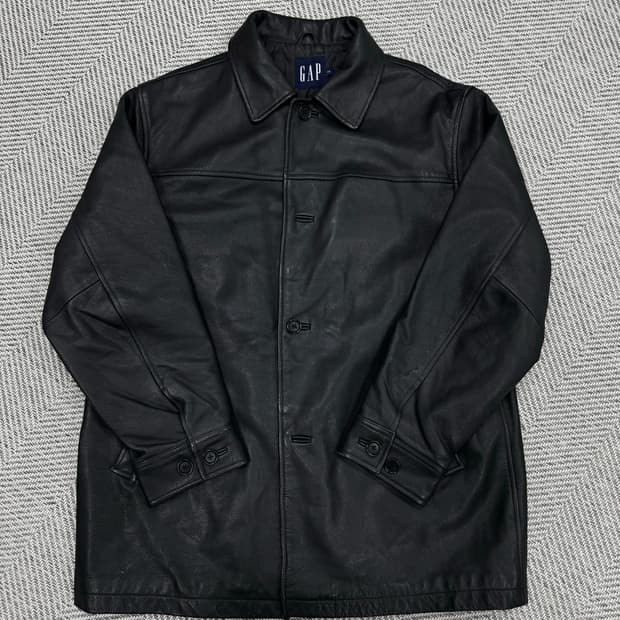 올드 갭 레더 카 코트 블랙 L 