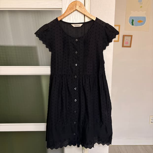 도트 반소매 블라우스