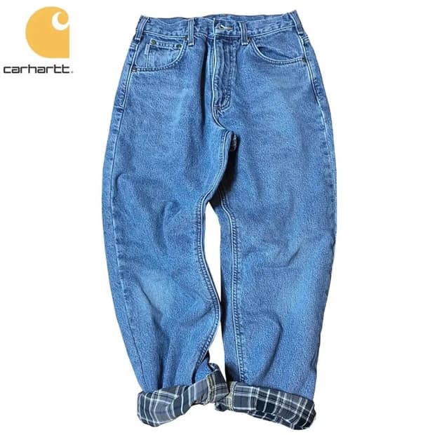 [정품] CARHARTT 칼하트 체크롤업 릴렉스 오버핏 중청데님진(26)