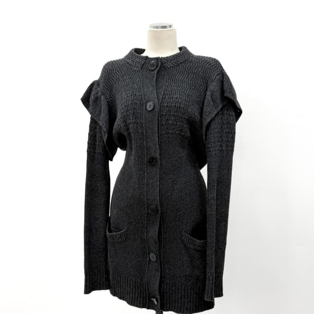 씨바이 끌로에 울 블렌드 텍스처드 롱 가디건