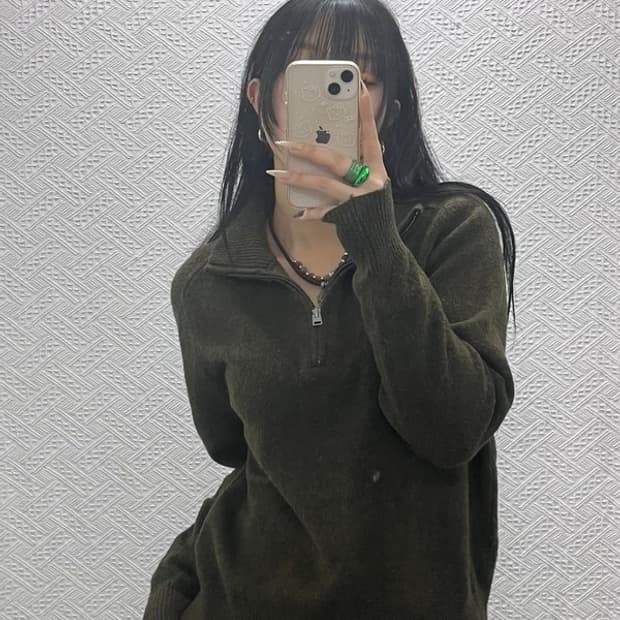 유니클로 X JW앤더슨 수플레얀 반집업 울혼방 니트 S C08370