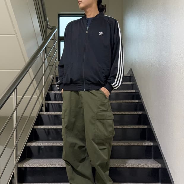 90s 아디다스 검흰 져지 집업