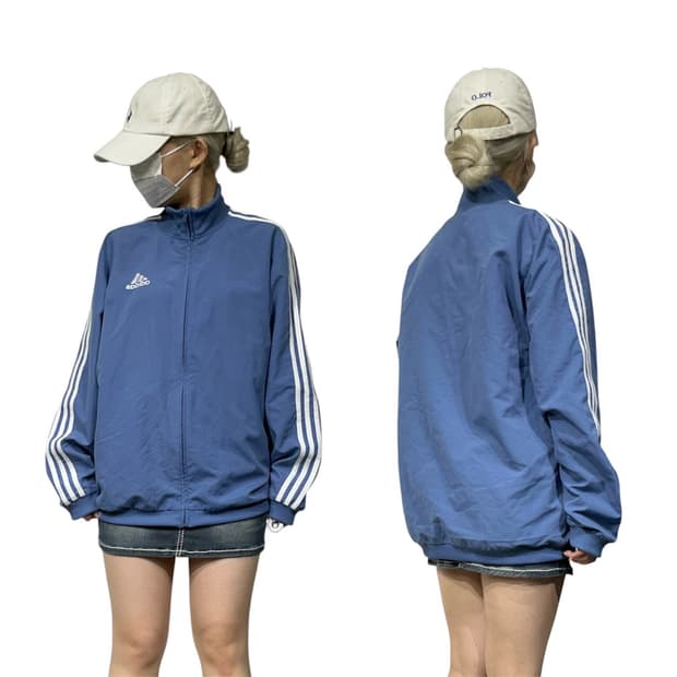 아디다스 오버핏 소라 화이트 삼선 바람막이 트랙 자켓 L
