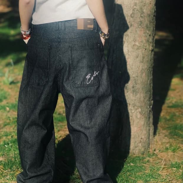 Ertr Stripe Denim Pants Black (s)