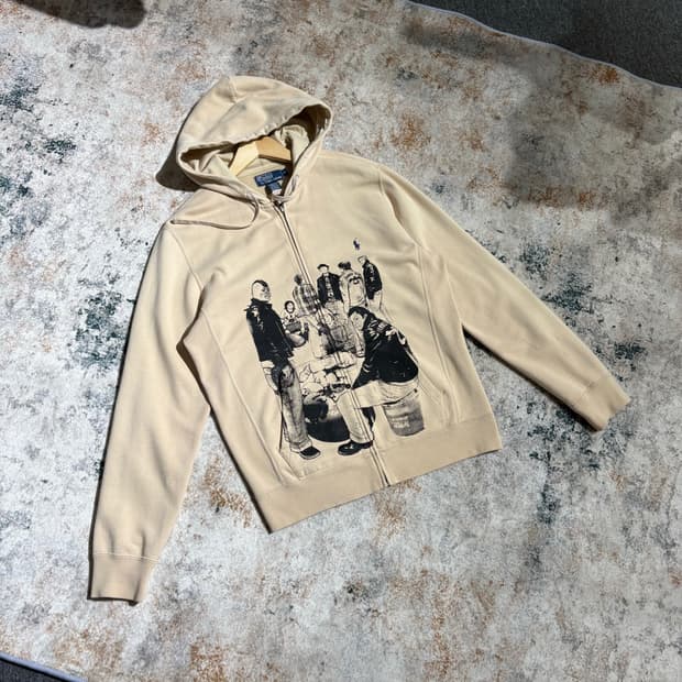 폴로 빈티지 프린팅 커스텀 후드집업