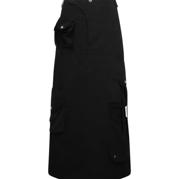 택포•나체 nache STRAP CARGO MAXI SKIRT BLACK