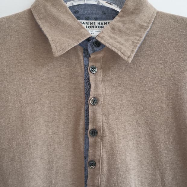 Denim layered polo shirt