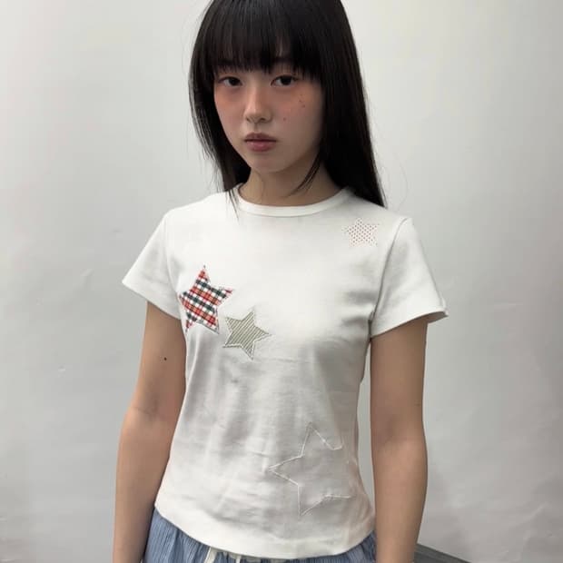 Aeae check star tee 체크 스타 반팔티
