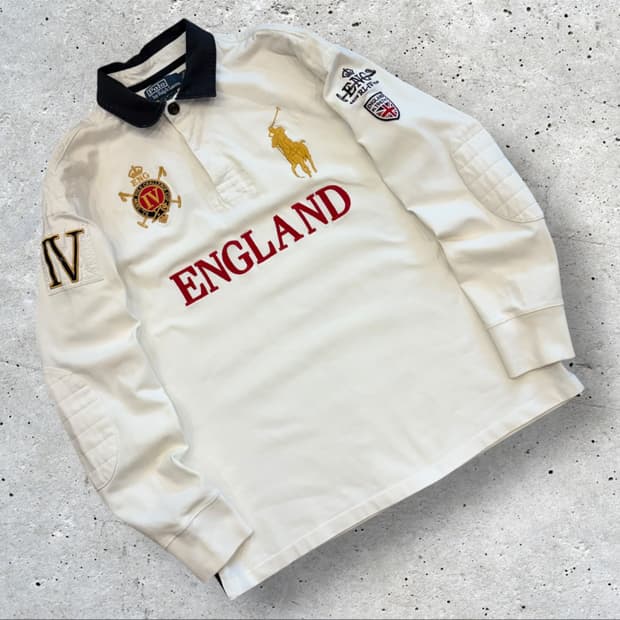 [XL] 폴로 랄프로렌 잉글랜드 럭비 셔츠 긴팔 화이트 C576