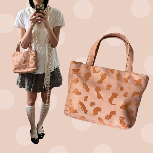 츠모리 치사토 피치핑크 레더 토트백