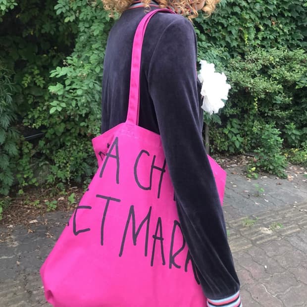 피치바스켓마켓 에코백 캔버스백 핫핑크 Canvas Tote pink