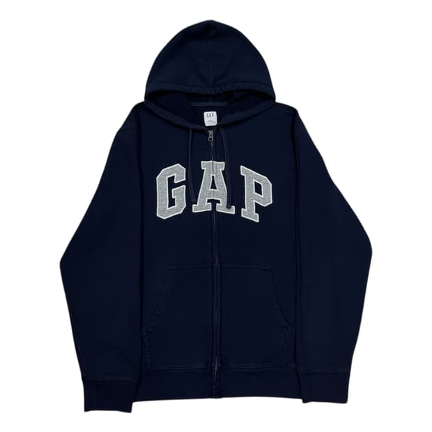 GAP 빈티지 스펠로고 기모 후드집업 자켓 네이비 XL