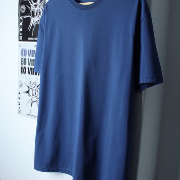 (XL-2XL) 쿠어 반팔 티셔츠 작은오염 블루 무지 놈코어-H31161
