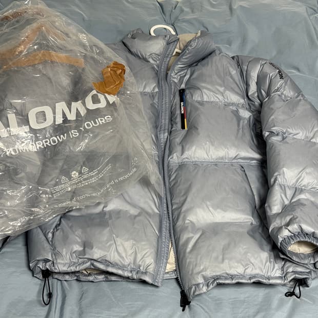 살로몬 컨투어 다운 패딩 XL 라이트 블루(상태A)