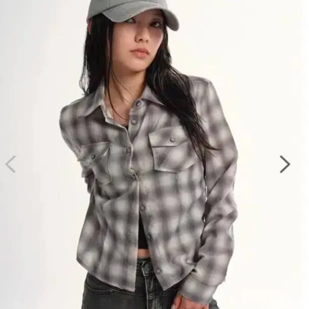 애즈온 그레이 체크 셔츠