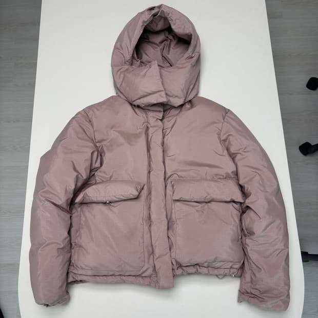 비이커 다운푸퍼 숏패딩 베이지핑크 0사이즈