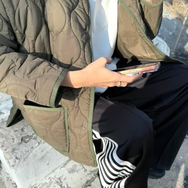 [미 시착 새 상품] 돈비레잇 퀼팅 자켓 카키 