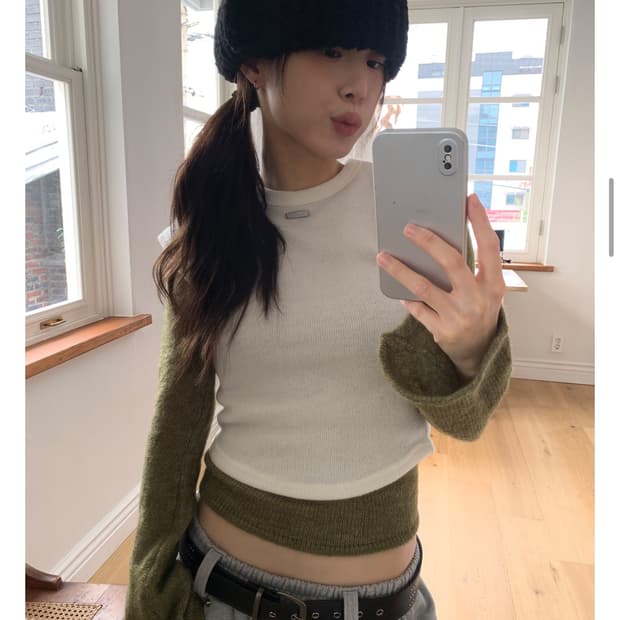 릿킴 레빗 히어리 티셔츠 니크 크롭 반팔티 RABBIT HAIRY TEE