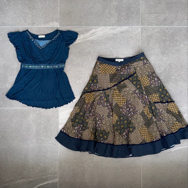 Navy blue bohemian beads layered blouse