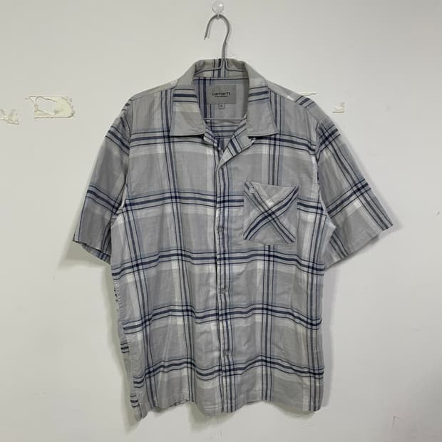 칼하트 체크 반팔 셔츠 그레이