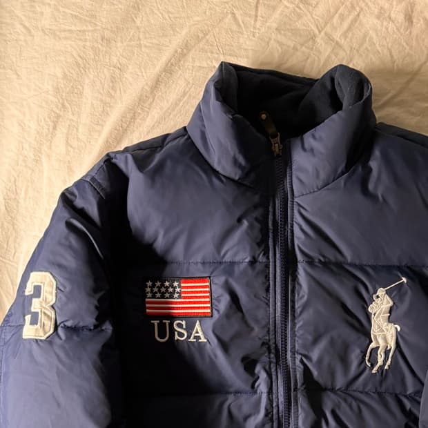 폴로 빅포니 성조기 패딩 네이비 M