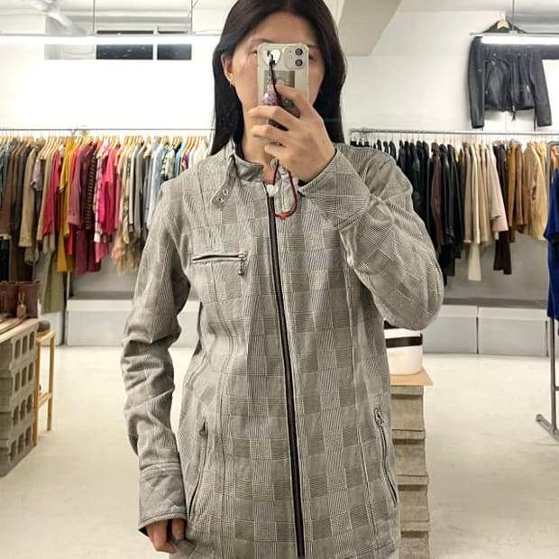 BEAMS glen check rider jacket 빔즈 라이더 자켓